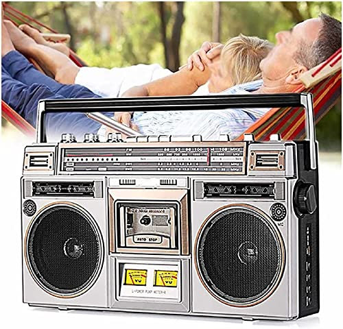 Classic 80s Style Retro Boombox CD Tape Player, Retro Bluetooth Cassette Player with FM and Dab+ Radio, USB Recording, Cassette Recorder for Family Gathering Travel