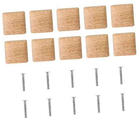 jojofuny 10 Stück Massivholz-Schrankgriffe Knöpfe Aus Gold Für Wohnzimmertüren Gebürstetes Holz Quadratisch Dekorativ Schwarz Für Kommoden Gerändelt Einfache Schubladen