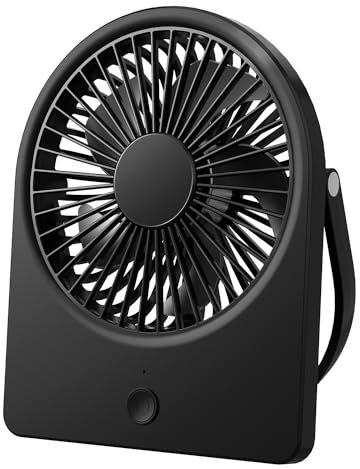 EasyAcc USB Desk Fan - 3 Speeds, Silent Powerful Strong Wind [Ultra Quiet], 180° Rotatable, USB-C Powered, Wall Mountable, Portable for Bedroom Home Office Black