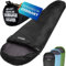 EXPLORER® Tramper 300 Schlafsack Schwarz -16°C +13°C [300g/m²] 3 Jahreszeiten Leichter Mumienschlafsack für Erwachsene[1500g] 230x80x55cm kombinierbar für Outdoor, Camping, Trekking und Reisen