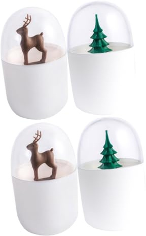 IMIKEYA 4stücke Tier Und Pflanzenmodell Zahnstocherspender Teiliges Fawn Und Weihnachtsbaum Praktische Wattepad-Box Dekorativer Aufbewahrungsbehälter Für Badezimmer Und Kosmetik