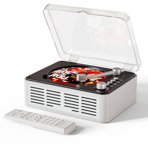 CARONSORT CD-spelare för hem, retro, trä, skrivbord, CD-spelare med högtalare, basförstärkning, bluetooth, ingång och utgång, FM-radio med CD-musikspelare, MP3, AUX, USB S/PDIF trådbunden och