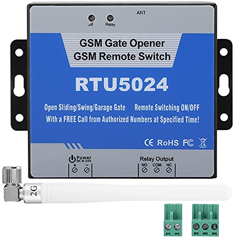 Sunicon gsm Abridor de Puerta, RTU5024 gsm Controlador de Acceso a Teléfono Móvil Interruptor de Control Remoto SMS Control de Puerta Soporte 2G, 3G, 4G para Puertas de Garaje,