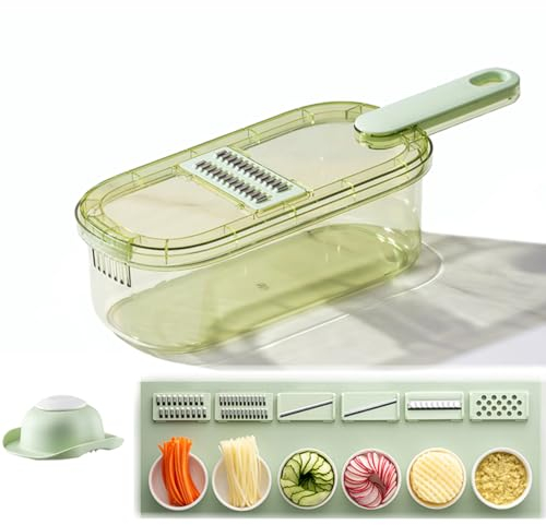 HZIYOU 6 in 1 Vegetable Slicer Mandolin Multi Blade Potato Veggie Slicer Vegetable Cutter Julienne Shredder for Kitchen