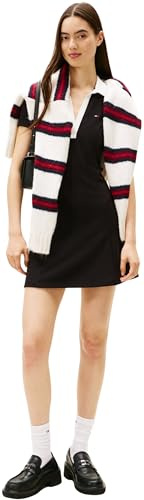 Tommy Jeans Donna Abito a Polo Contrast Fit & Flare Mini, Nero (Black), M