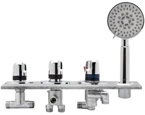 LKHFOAQM Vagsure Bathtub Thermostatic Faucet Chromed Triple Handle Brass Water Thermostat Control Valve Faucets Tap Bath Tub Mixer Tap(Multi)