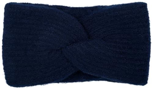 styleBREAKER Damen Strick Stirnband Rippenmuster Twist Knoten, Dunkelblau | 22 cm elastische Bundweite (dehnbar für 51-58 cm Kopfumfang), 11 cm breit. Wärmender Ohrenwärmer, Mützen-Ersatz für Winter.