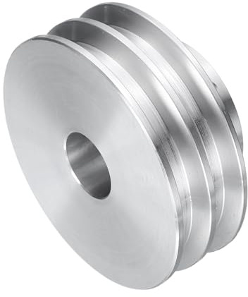 QUARKZMAN V-Typ Riemenscheibe 16mm Bohrung 60mm Außendurchmesser Doppelrillen Aluminiumlegierung Keilriemenscheibe für Motorwellen-Bohrmaschine 6mm(1/4) PU-Formgürtel