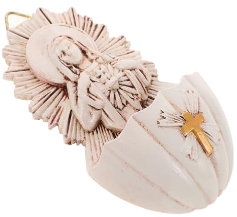 STOBAZA Bénitier Mural Décoratif En Résine 6,5x4x12 Cm Pour Décoration Catholique D’église, Bénitier Suspendu Intérieur, Décoration Murale Sacrée Pour Maison Et Entrée, Présent Liturgique Religieux