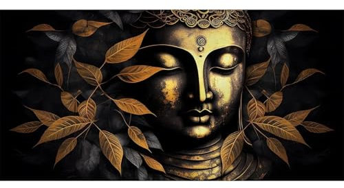 LMYCHENG Große Buddha-Statue aus schwarzem Blattgold, Wandkunst, Leinwanddruck, Gemälde, Glaubenssätze, Posterdrucke, modernes abstraktes Bild, Dekoration, Kunstwerk, 80 x 160 cm, rahmenlos