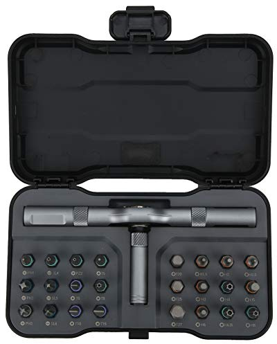 Ratchet Screwdriver Bit Set 24 in 1, Multibit Screw Set with T Handle Drivers 58-Tooth Ratcheting Nut Driver Bit Kit, for DIY Computer Electronics Manual Repair Tools