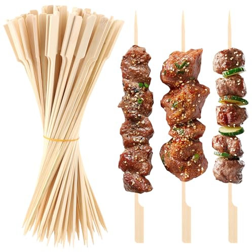 LOPYXBR 300 brochetas de madera de 30 cm, brochetas de bambú para comida con los dedos, pinchos de madera largos de madera para barbacoas, barbacoas, buffet, frutas, aperitivos