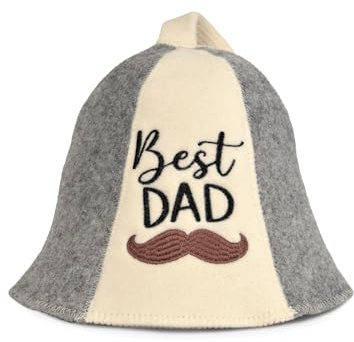 SAUNA GURU bastuhatt 'Best Dad' ullfiltsmössor – skydda huvudet från värme – engelsk bastu e-bok handbok inklusive – med broderi, Bästa pappa