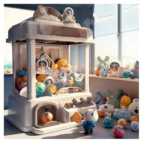 CUCUKAKA Candy Grabber ， Distributeur De Poupées Arcade avec Musique et Lumières,2 Poupées Panda,25 Peluches,20 Gashapons ， Machine à Pince Cadeaux pour Adultes Filles Garçons