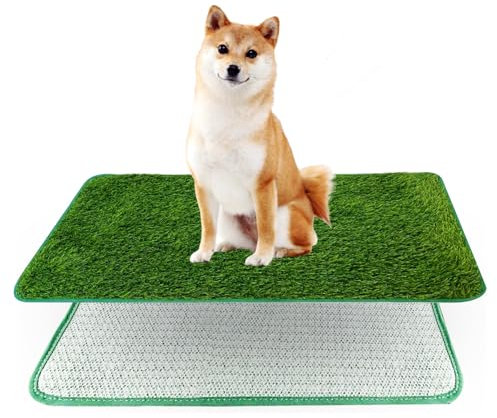 Hundeklo Wiederverwendbar, 71x46 cm Waschbar Hundetoilette Hunde Welpenklo Leicht Reinigen Trainingsunterlagen mit Kunstrasen für Balkon Zuhause Wohnung