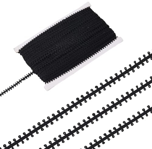 CABODYALS 50 iarda 0.31 pollici Nero Cordoncino Passamaneria Piatto Tessuto Pizzo Nappa Cordone Poliestere Versatile Tappezzeria Nastro Tessuto A Maglia per Cucire Vestiti Tenda Cuscino Abbellimento F