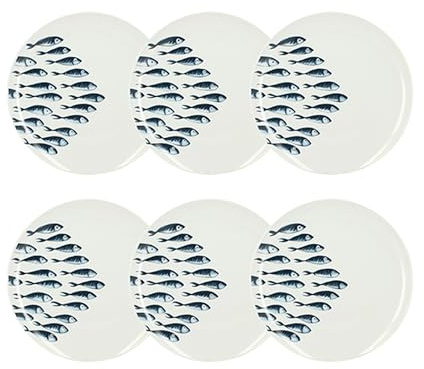NOVASTYL - Lot 6 assiettes plates pescare 26.5cm en porcelaine blanche - 2614850