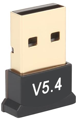 Bluetooth 5.4 Adapter PC, USB Bluetooth 5.4 Adapter Dongle Receiver for PC Laptop Long Range Plug & Play Low Latency Mini-Sized Supports Windows 11/10/8.1/8 for Controller Headphone Keyboard Mouse