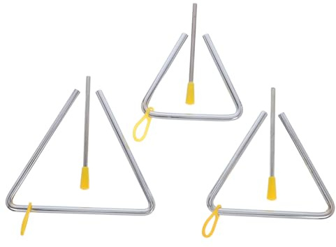 minkissy 3 Sätze Teiliges Orff Musik Dreieck Set Stahl Percussion Instrument mit Schlägeln für Erwachsene Klarer Fördert Gruppenlernen Hand Auge Koordination Musikalische Früherziehung
