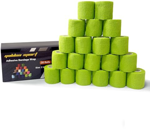 Golden Sport Selbstklebender Verband, 20 Rollen, 5cm x 4,5m, Grasgrün | Selbsthaftende Bandage Elastische Fixierbinde Haftbandage Selbstklebend fürSport Hand Arm Fuß Gelenk Finger