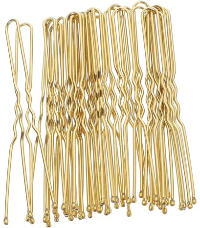 PRETYZOOM 50 pièces Lot de Épingles à Cheveux Forme de U Métal Doré Fourchettes pour Chignon Accessoires Coiffure pour Filles Maintien Solide des Frisottis et Cheveux Épais