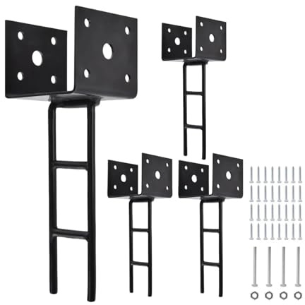 4Pcs U Shape Concrete Post Anchor Ground with Screws for Gazebos Mailboxes Deck Railing for Railing