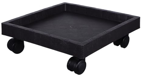 Angoily Palet con Ruedas para Jardineras Cuadrado De Plástico Resistente 290mm Color Marrón Oscuro para Mover Plantas Interior y Exterior, Soporte para Macetas con Base Reforzada y Ruedas Giratorias