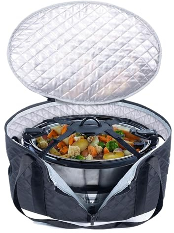 Slow Cooker Bags - Cooking Pot Carrying Bag With Lid Fixing Buckle, Insulated Large Capacity Reusable Liners | For Travel Camping Outdoor Trips Traveling Picnics Parties