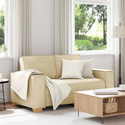 HETFTJN Zweisitzer Sofa 160 cm Creme mit Holz-Metall-Gestell, Modernes Design, Ergonomische Armlehnen, Robuste Polsterecke für Wohnzimmer Büro Jugendzimmer