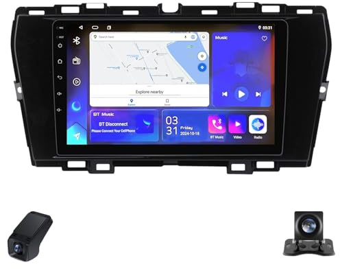 Autoradio per SsangYong Tivoli 2019-2023 Android 14 Radio Touch Screen 9-Inch 4 core Car Radio/Wireless CarPlay/Android Auto/SWC/WiFi/GPS/Bluetooth/FM/ADAS DVR/Telecamera posteriore(X1)