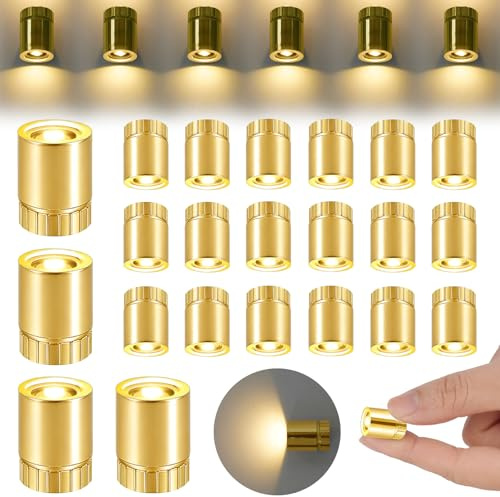 AUAUY 22 st mini LED-lampor för dockhus, LED små lampor, varmt vit | Batteridriven, guldskal, gör-det-själv-miniatyrlampor för hantverk, papperslykta, dockhusdekoration, festdekoration