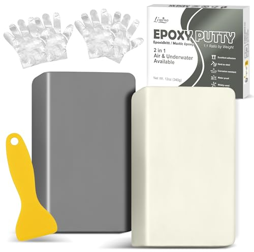 Epoxiharts lera – 340 g, 2 komponenter, epoxireparationsset för reparation av pool, läckor, sprickor, fyllning, modellering – epoxi knådande massa för bindning metall, plast, trä, keramik, skulptur
