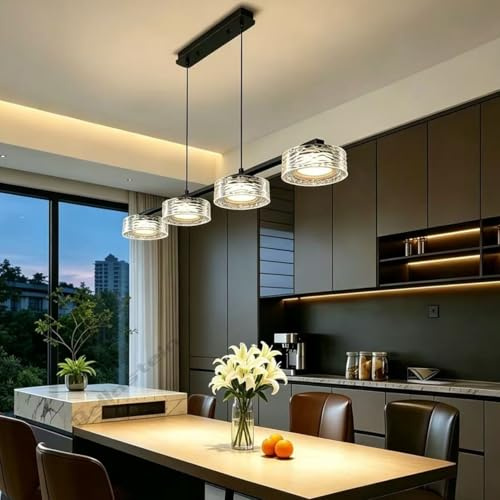 Bellastein LED Pendelleuchte esstisch Lineare Hängelampe Dimmbar mit Fernbedienung 60W Neue Form Moderne Hängeleuchte Esstischlampe hängend Höhenverstellbar für Esszimmer Küche Büro Bar