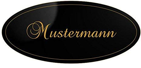 Türschild, Briefkastenschild, Klingelschild, 70-300-016-SG, Acryl, Oberfläche schwarz glänzend, Gravur gold, individuell anpassbar
