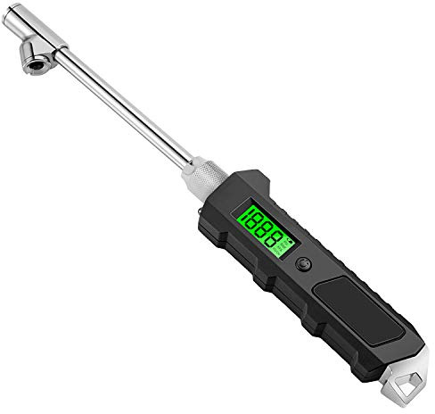 Number-one Digital Tire Pressure Gauge 230 PSI Auto Shut Off LCD Backlight Digital Display RV Heavy Duty Dual Head Rotatable Pressure Measuring Valve with LED Flashlight for RV Car Truck Motorcycle