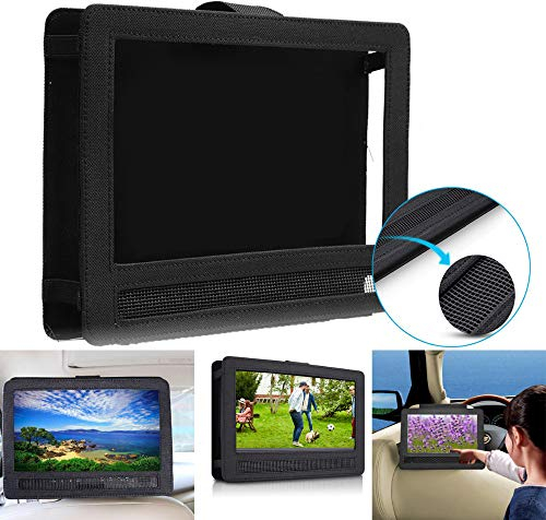 Car Headrest Mount Holder, Sunwan 3 Size Tablets DVD Player Storage Carry Bag Case,Car Headrest Player with Heat Dissipation Vent, for Swivel & Flip Style Portable DVD Player(10,Black)