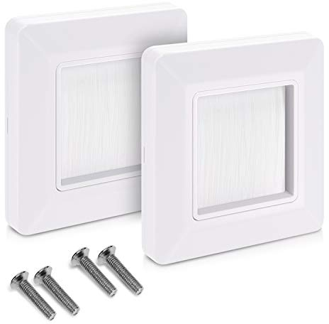 kwmobile 2x Abdeckung Kabeldurchführung für Wand - Blende Wanddurchführung Kabel Set - 2er Set Kabelkanal Unterputz Deckel - Kabelauslassdose Unterputz mit Pinsel - Weiß-Weiß