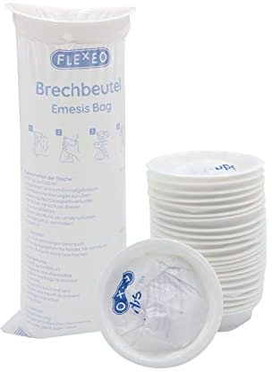 FLEXEO Einweg-Aufzuchtbeutel, 25 Stück / 25 Stück Spuckbeutel für Kinder und Erwachsene für Autofahrten, im Flugzeug oder zu Hause