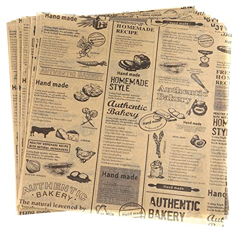 TOPBATHY 50blätter Fettdichtes Papier Für Lebensmittelverpackung Tablettpapier-liner Ölfestes Tellerpapier Für Sandwiches Und Brot Hochwertiges Brotverpackungspapier Mit Dekorativen Mustern