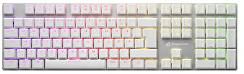 Sharkoon PureWriter RGB Mechanische Low Profile-Tastatur (RGB Beleuchtung, rote Schalter, Flache Tasten, Beleuchtungseffekte, abnehmbarem USB Kabel) weiß