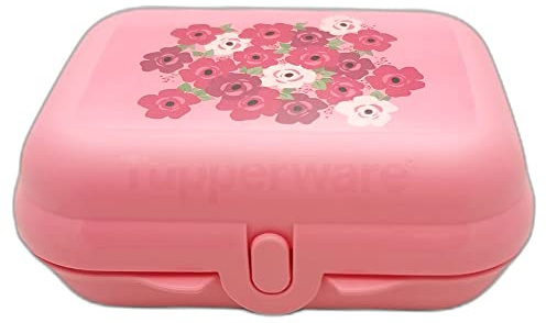 Tupperware to Go Twin rosa Blumen Motiv Brotdose Sandwich Lunchbox Box Behälter Kindi Twin Kind Kindergarten Schule Dose klein Größe 2