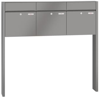 RENZ/Plan / 3er Freistehende Briefkastenanlage Standbriefkasten/RAL-Farbe 9007 Volumen 28 L/zum Einbetonieren/Dein-Briefkasten.de