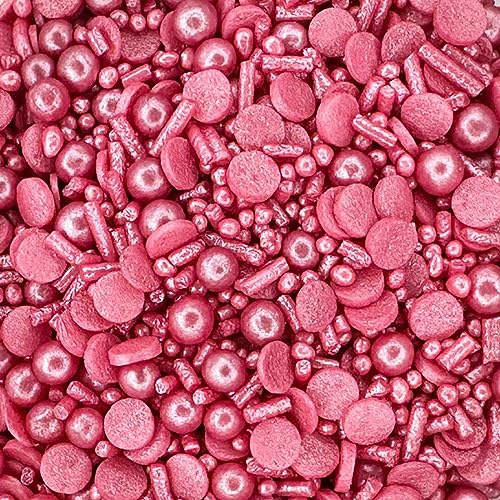 A Pinch Of - Glimmer Deep Pink Cake Topper Sprinkles - 30g Edible Shimmer Cupcake Decorations - Valentines Day, Doll & Princess Themed Parties - Colour Medley