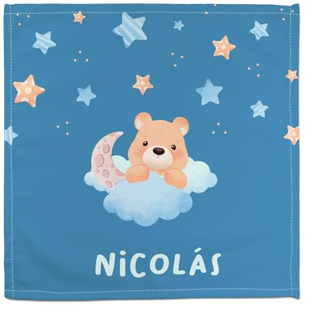 Stoffservietten für Kinder. Personalisierte Serviette mit Name. Baby-Serviette. Kinderservietten für die Schule. 50% Baumwolle. Kinderserviette. Personalisierte Geschenke. Teddybär Wolken