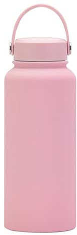 TYNXK 1000 ml tragbare doppelwandige Isolierflasche Edelstahl-Thermoswasserbecher mit auslaufsicherem Schraubverschluss Outdoor-Sport-Wasserbecher (Size : 1000ml - 34oz (2pcs), Color : Pale pink)