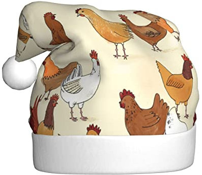 VAGILO Weihnachtsmütze, lustig, warm und plüschig, für Büro und Außenbereich, Party-Kappe mit Aufschrift A Brood Of Chickens
