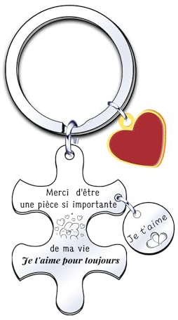 MNBVBV Porte-clés Idéal pour Couple Petite Amie Petit Ami - Je T'aime - Cadeau Saint Valentin et Anniversaire