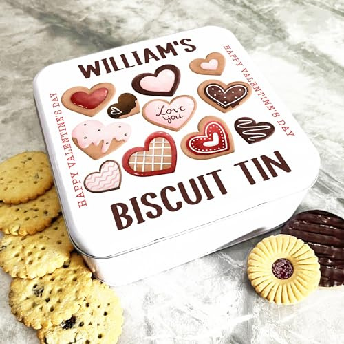 Fingerprint Designs Square Heart Shape Biscuits Valentine's Day Gift Personalised Biscuit Tin