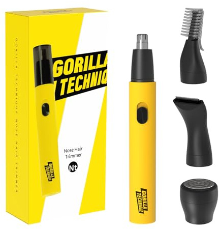Purple Gorila/Gorilla Technique/Nose Hair Trimmer for Men, Rechargeable 4-in-1 for Eyebrow Fuzz Hair Removal, No Pull No Snag Grooming with High-Speed 10,000RPM Motor (3 Head)