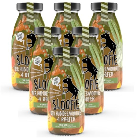 Sloofie der Hundesmoothie, 6er Veggie Love, der natürliche Hundesnack aus besten Zutaten, Made in Germany,